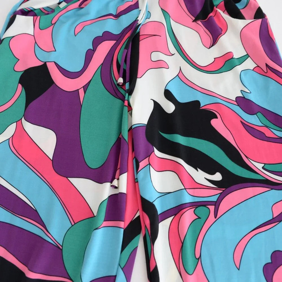 Beach Break Multi Colour  Allover Print Elastic Waist Straight Leg Lounge Pant M - Picture 8 of 10